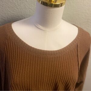Maurices Warm Brown Ribbed Waffle Sweater